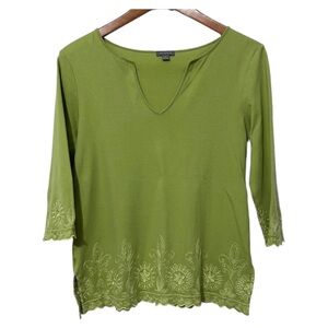 Ann Taylor Womens Floral Embroidered Top